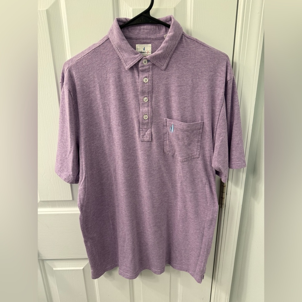 Johnnie-o T-shirt polo purple embroidered logo men’s medium